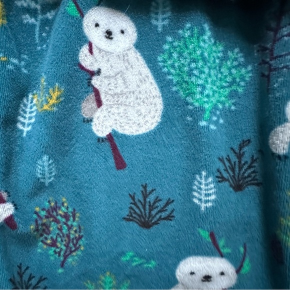 Secret Treasures Teal Blue Fleece Sloth Nap Time Pajama Set Size Medium 8/10 - Picture 4 of 6